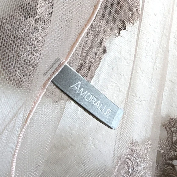 Amoralle Enchanting Robe Sheer Lace Cover Up 💕 TAUPE LACE Le Sexxy $475 - Picture 8 of 16